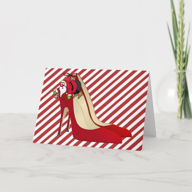 Red High Heel Shoes / Santa Elf Holiday Card (Front)