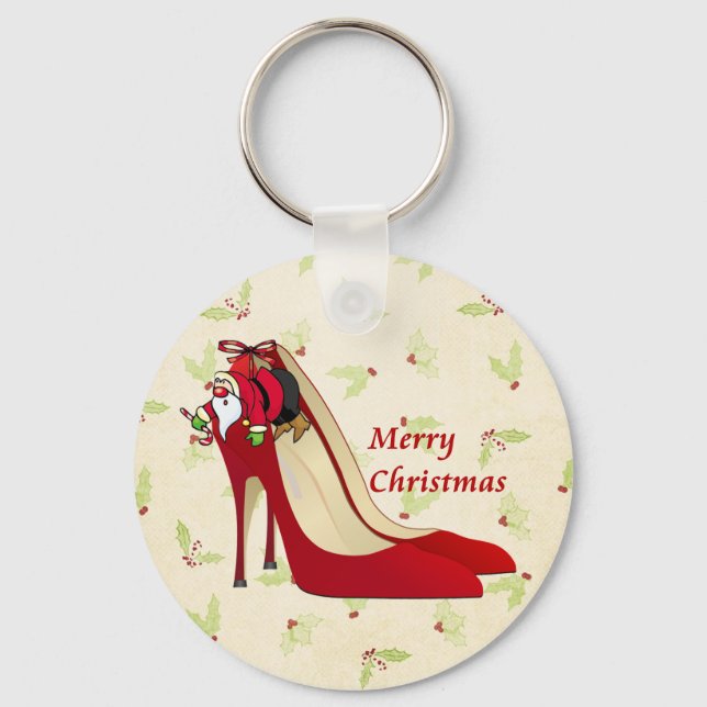 Red High Heel Shoes / Santa Elf Key Ring (Front)