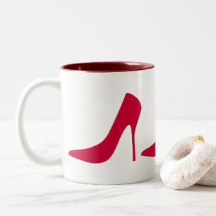 RED HIGH HEELS STENCIL Two-Tone COFFEE MUG