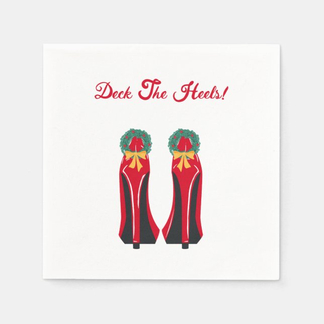 Red High Heels with Christmas Wreaths Napkin (Front)