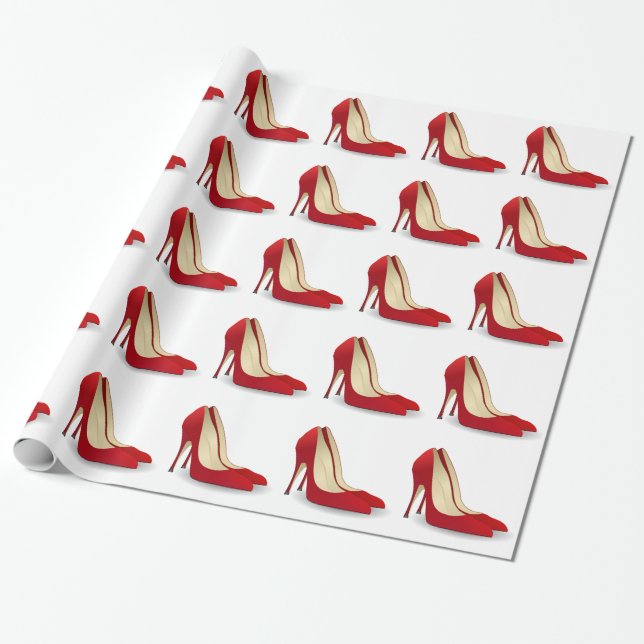 Red High Heels Wrapping Paper (Unrolled)