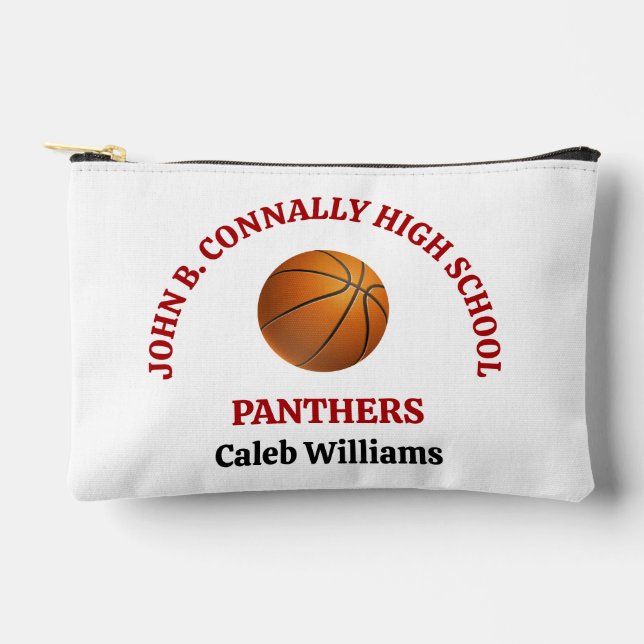 Red High School Basketball Player Personalised Accessory Pouch (Front)