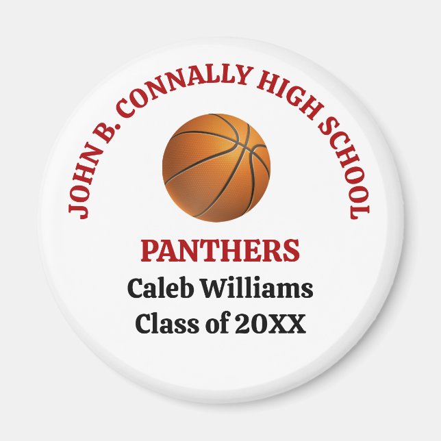 Red High School Basketball Team Custom Magnet (Front)