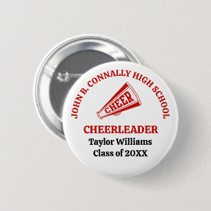 Red High School Cheerleader Personalised 6 Cm Round Badge
