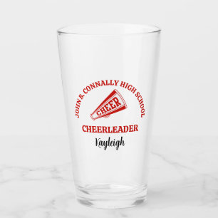 Red High School Cheerleader Personalised Glass