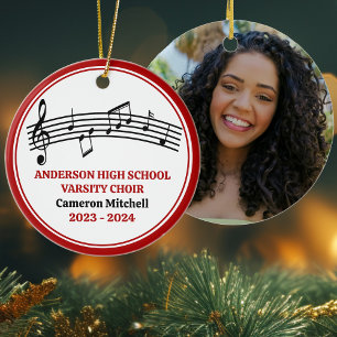 Red High School Choir Custom Christmas Ceramic Tree Decoration