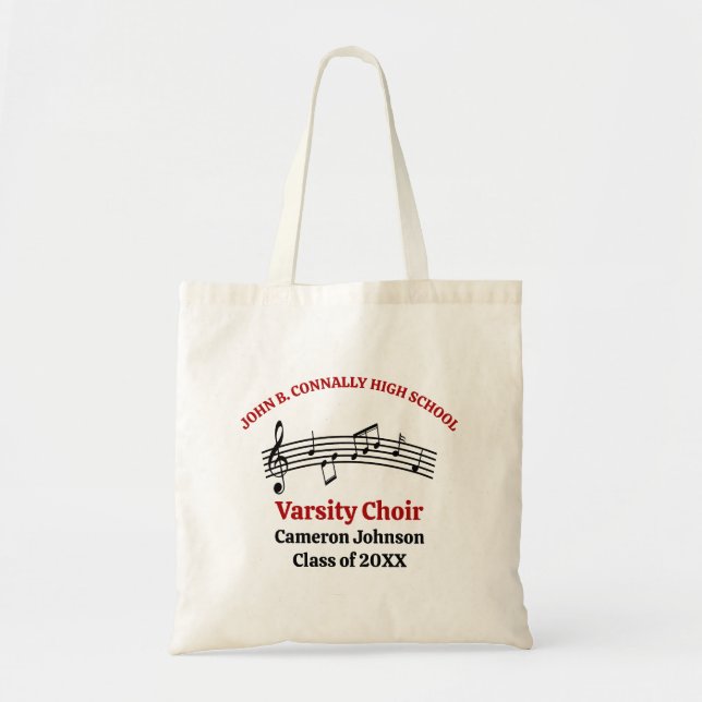 Red High School Choir Customisable Tote Bag (Front)