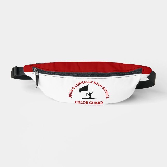 Red High School Colour Guard Personalised Bum Bags (Front)