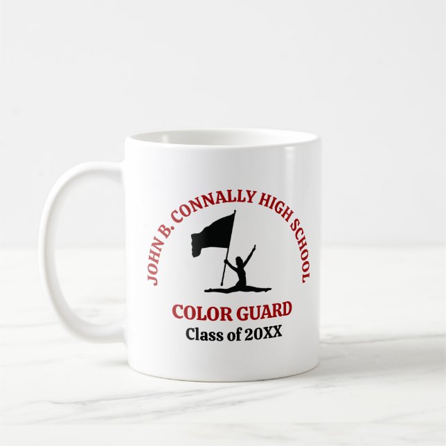 Red High School Colour Guard Personalised Coffee Mug (Left)