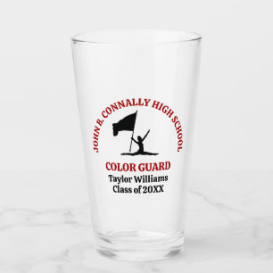 Red High School Colour Guard Personalised Glass