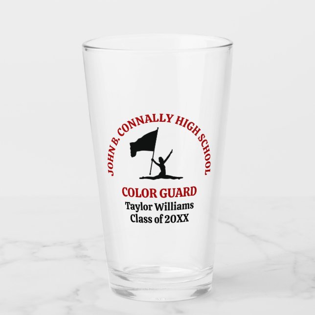 Red High School Colour Guard Personalised Glass (Front)