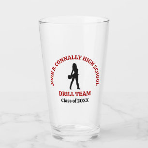 Red High School Drill Team Dancer Personalised Glass