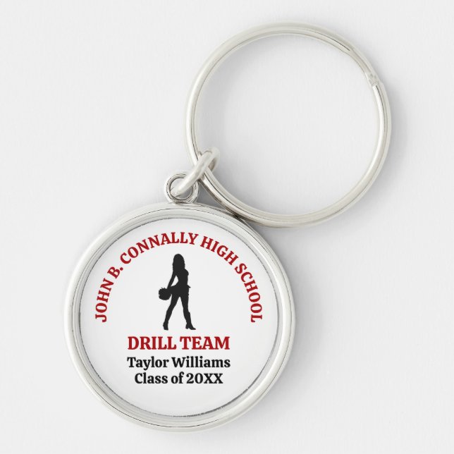 Red High School Drill Team Dancer Personalised Key Ring (Front)