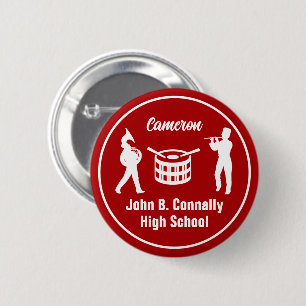 Red High School Marching Band Personalised 6 Cm Round Badge