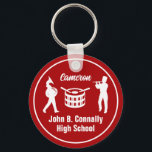 Red High School Marching Band Personalised Key Ring<br><div class="desc">This cool customised red high school marching band keychain features white typography of your player name under the drums. A great student musician keychain for parents.</div>
