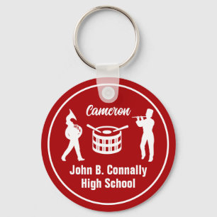 Red High School Marching Band Personalised Key Ring