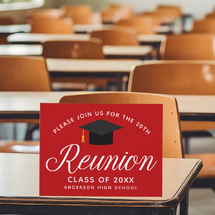 Red High School Reunion Custom Party Postcard