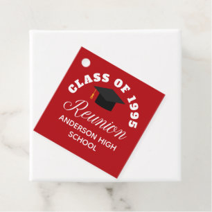 Red High School Reunion Personalised Party Favour Tags