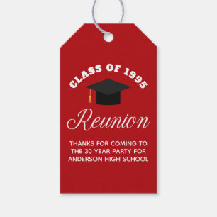 Red High School Reunion Personalised Party Gift Tags
