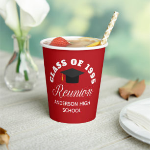 Red High School Reunion Personalised Party Paper Cups