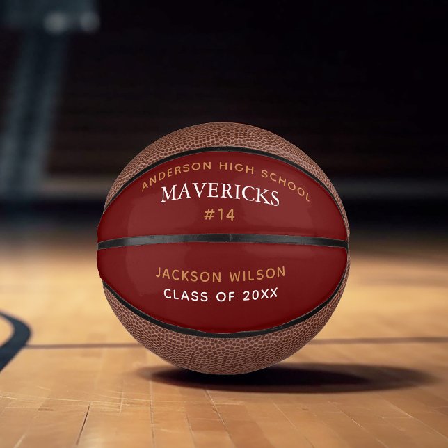 Red High School Senior Player Custom Graduation Mini Basketball (Creator Uploaded)