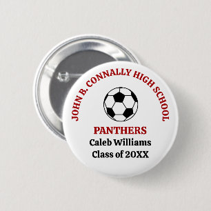 Red High School Soccer Team Personalised 6 Cm Round Badge