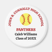 Red High School Softball Player Personalised