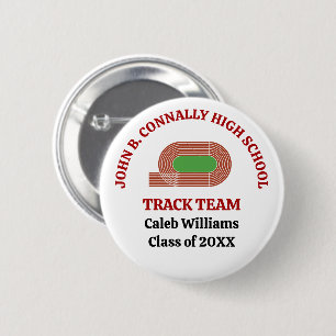 Red High School Track Team Custom Runner 6 Cm Round Badge
