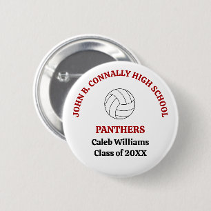 Red High School Volleyball Player Personalised 6 Cm Round Badge