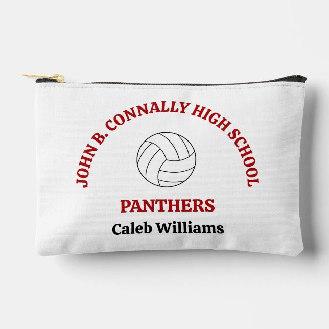 Red High School Volleyball Player Personalised Accessory Pouch (Front)