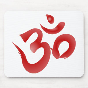 Red Hindu Symbol Om Aum Devanagari Calligraphy Mouse Pad