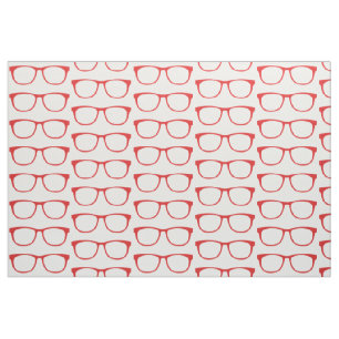 Red Hipster Geek Glasses Fabric