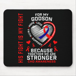 Red His Fight Is My Fight Godson Chd Awareness Hea Mouse Pad
