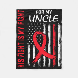Red His Fight Is My Fight Uncle Heart Disease Awar Fleece Blanket