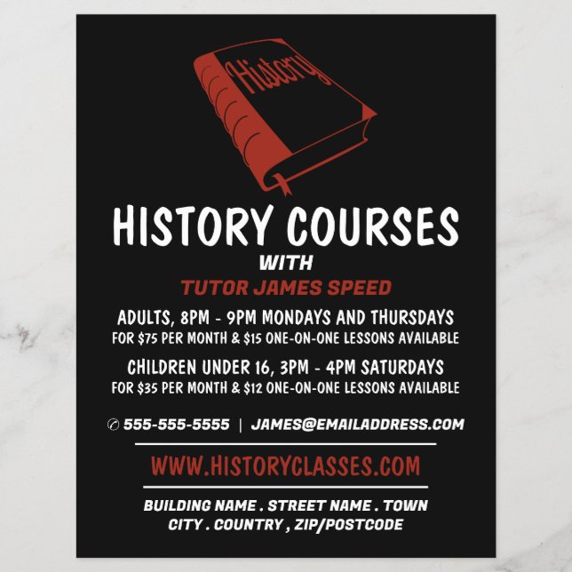 Red History Book, History Course Advertising Flyer (Front)