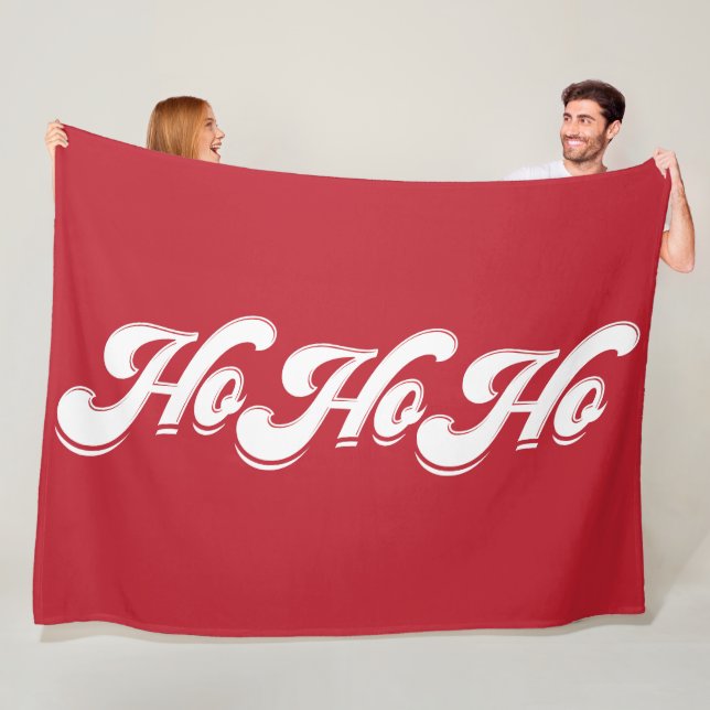 Red Ho Ho Ho Christmas Fleece Blanket (In Situ)