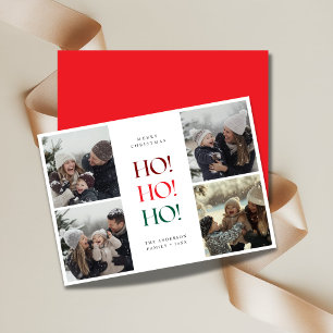 Red Ho Ho Ho Funny Christmas Family Kids Photo Holiday Card