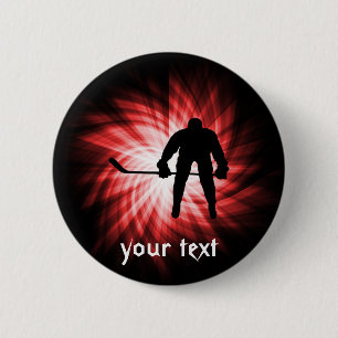 Red Hockey 6 Cm Round Badge