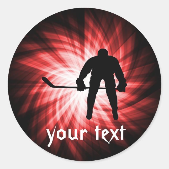 Red Hockey Classic Round Sticker (Front)