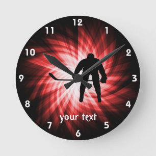 Red Hockey Round Clock