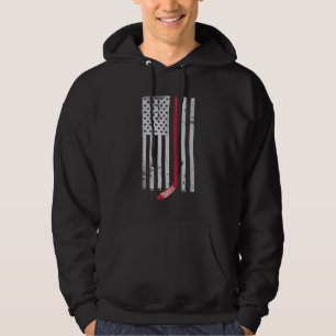 Red Hockey Stick American Flag USA Hockey Hoodie