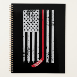Red Hockey Stick American Flag USA Hockey Planner
