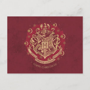 Red HOGWARTS™ Crest Holiday Wreath Postcard