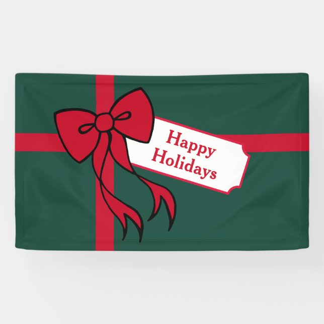Red Holiday Bow Banner (Horizontal)