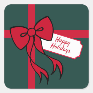 Red Holiday Bow Stickers