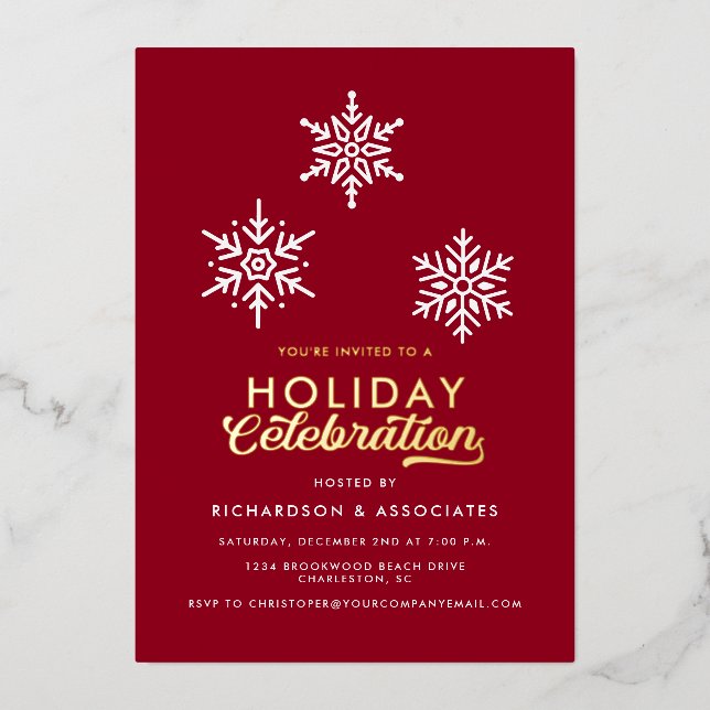 Red Holiday Celebration Corporate Party Logo  (Front)