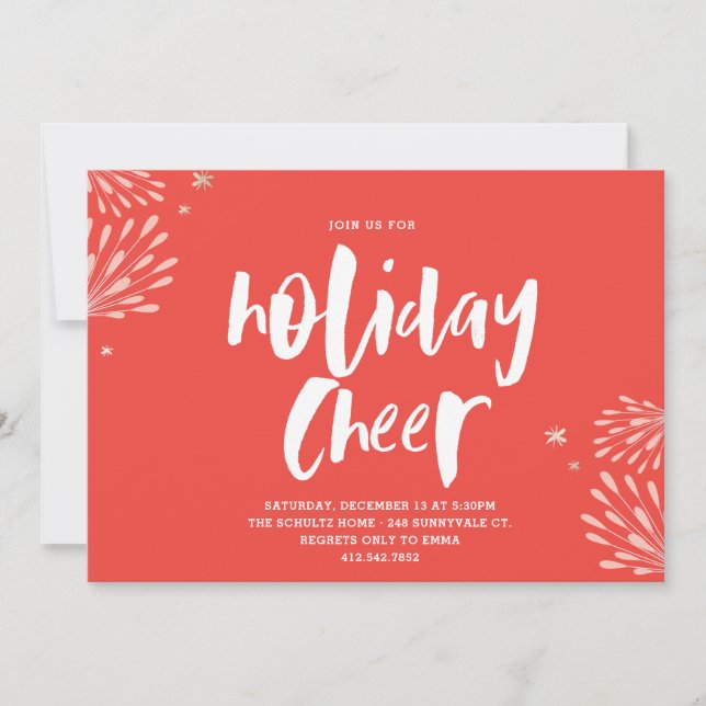 Red Holiday Cheer Party Invitation (Front)