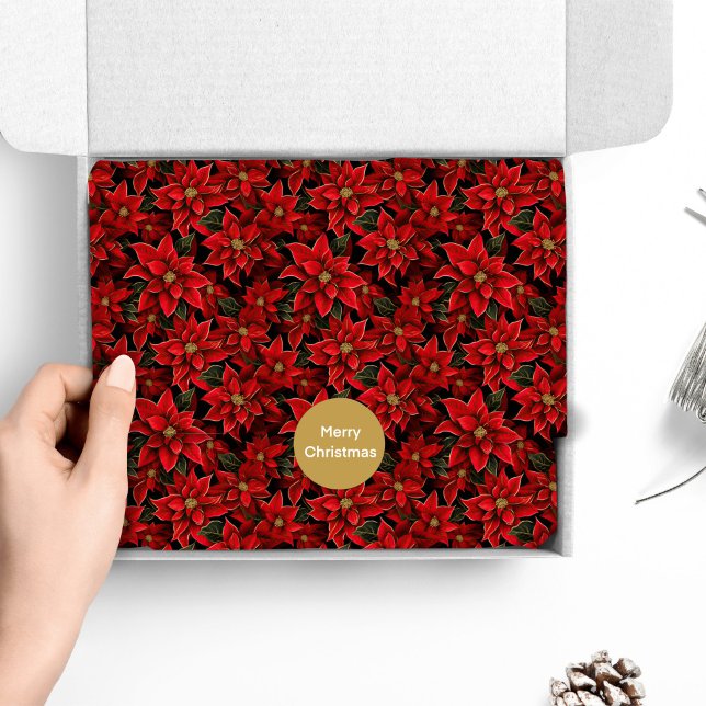 Red Holiday Christmas Poinsettia Pattern Tissue Paper (Creator Uploaded)