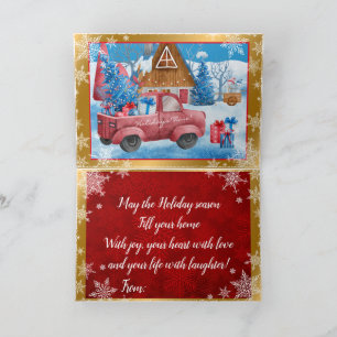 Red Holiday Christmas Truck Customise Card