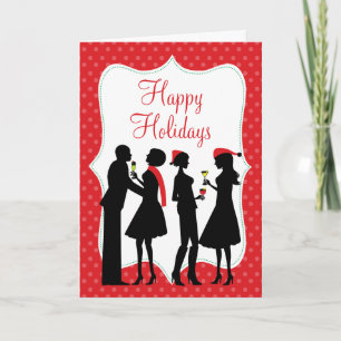 Red Holiday Cocktail Party Happy Holidays Card